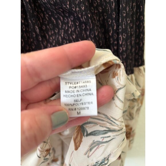 Anthropologie Entro Paisley Print Sleeveless Tiered Boho Chic Blouse Floral Acce - Picture 3 of 9